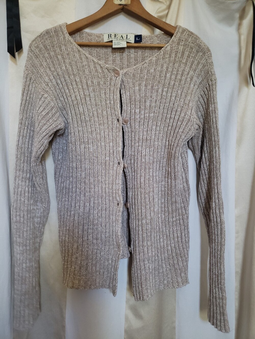 Neutral Cotton Ribbed Sweater - Picture 5 of 11